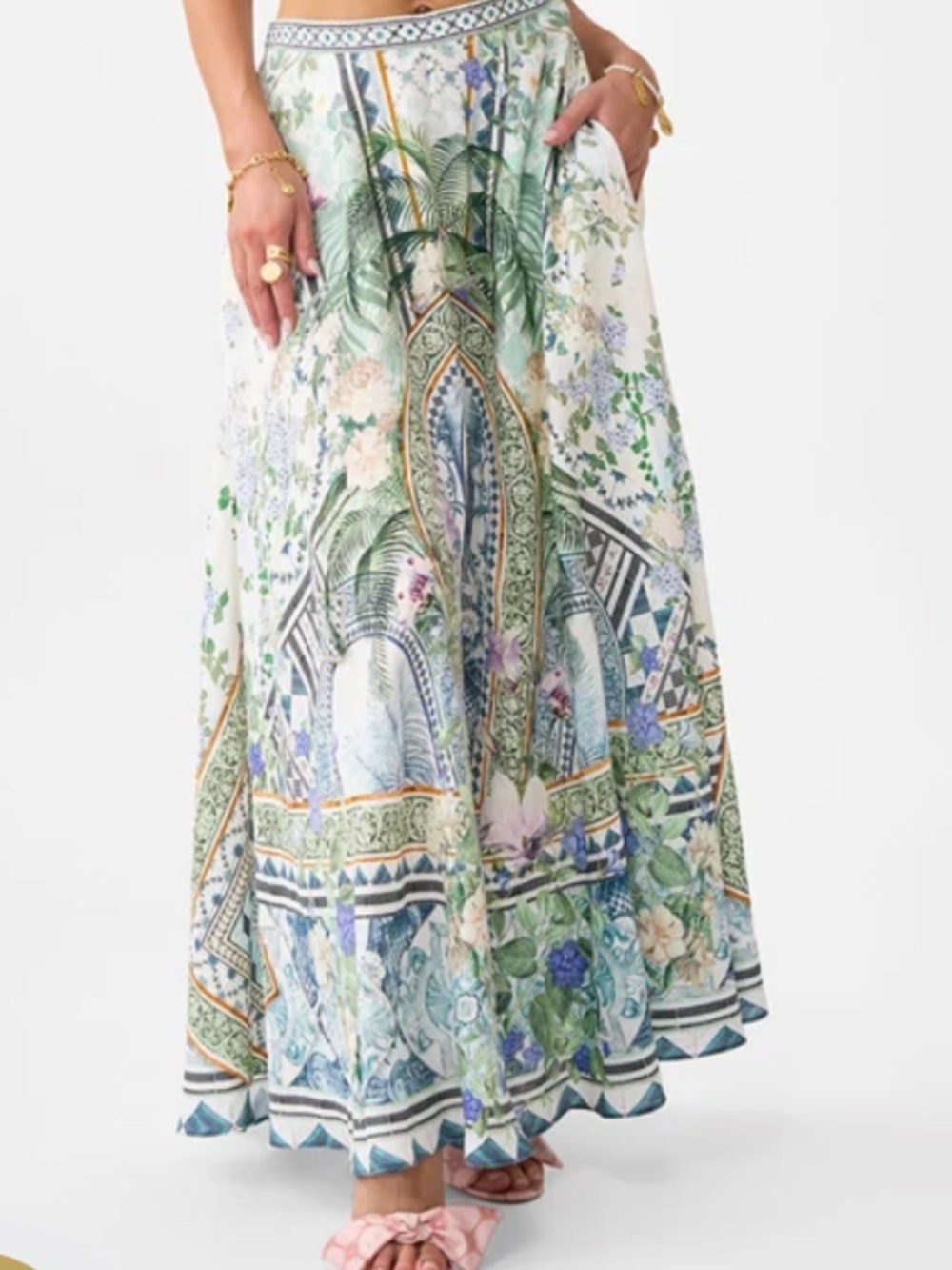 Camilla Jardim Party Maxi Circle Skirt Crystal Embellishment Versailles Style XS